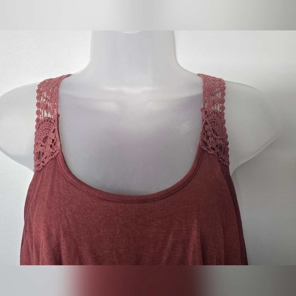 VTG Wet Seal boho tiered tank top in a warm rust/terracotta brown Womens Med - Picture 6 of 12